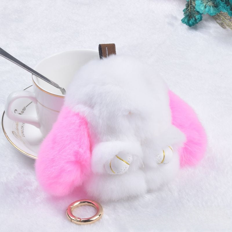 Cute Rabbit Fur Keychain Pendant for Bags and Cars