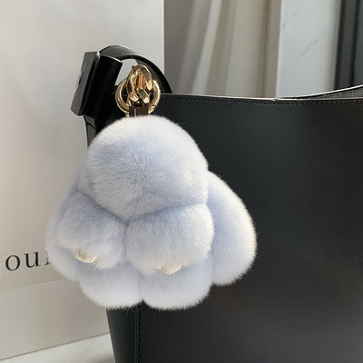 Cute Rabbit Fur Keychain Pendant for Bags and Cars