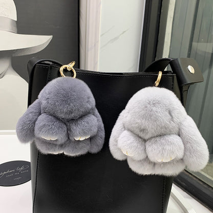 Cute Rabbit Fur Keychain Pendant for Bags and Cars