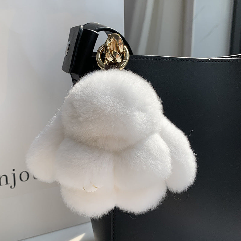 Cute Rabbit Fur Keychain Pendant for Bags and Cars