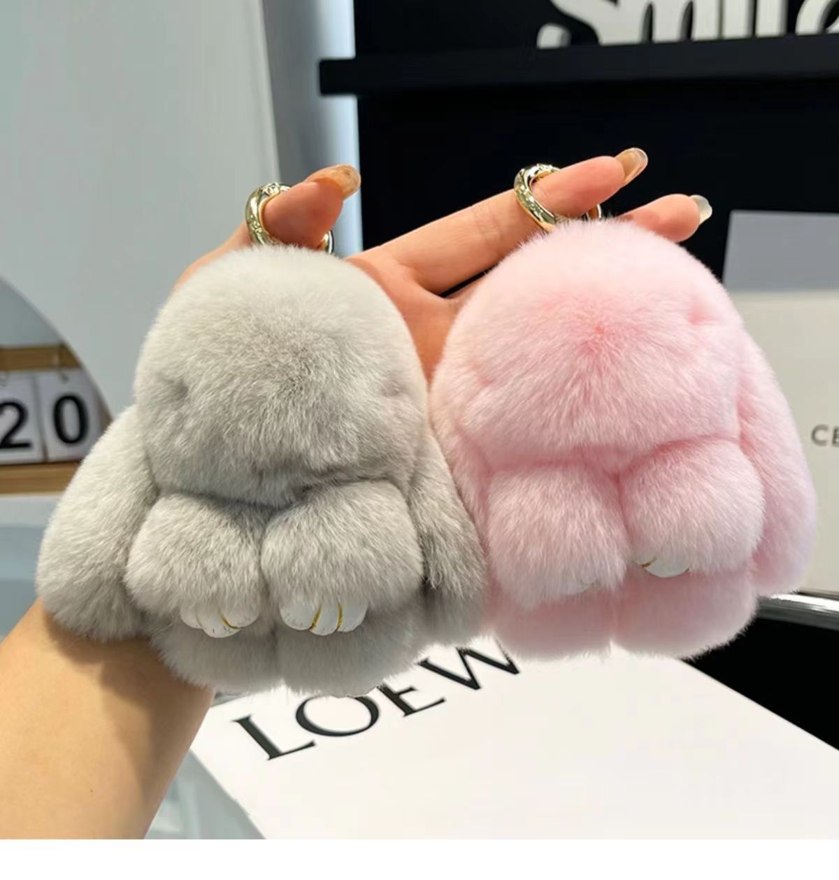 Cute Rabbit Plush Keychain Car Accessory Bag Charm