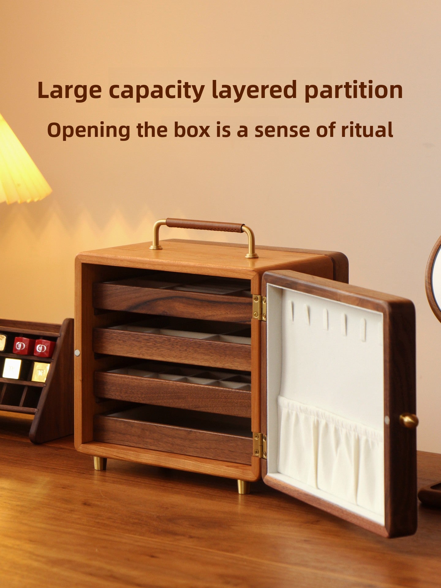 Cute Solid Wood Multi-Layer Jewelry Storage Box