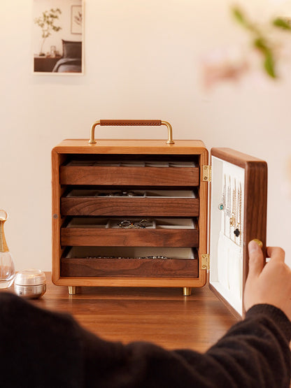 Cute Solid Wood Multi-Layer Jewelry Storage Box