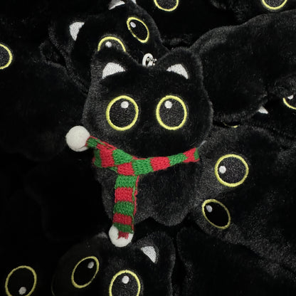 Cute Squeaking Black Cat Plush Doll Keychain Pendant