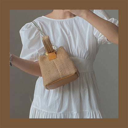 Cute Straw Handbag with Adjustable Chain