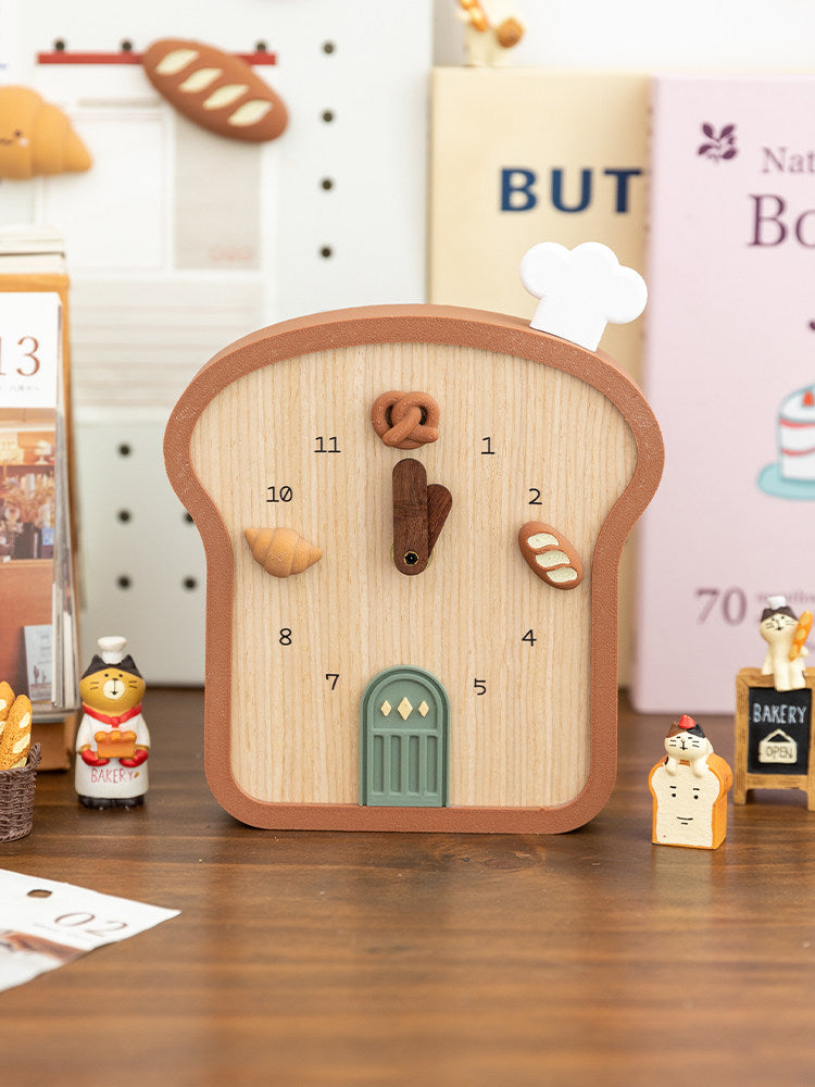 Cute Toast Shaped Desktop Wall Clock