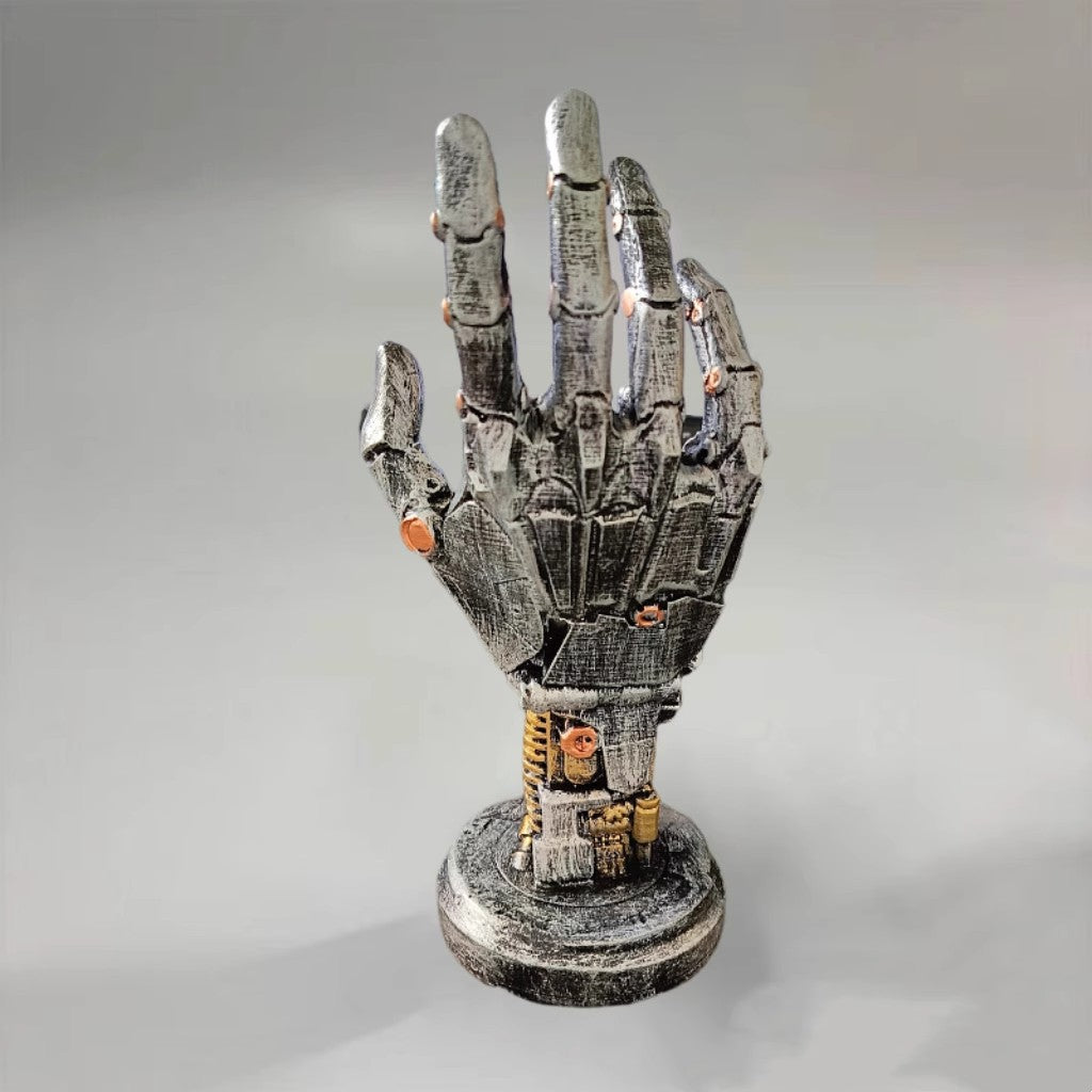 Cyberpunk mechanical hand figurine