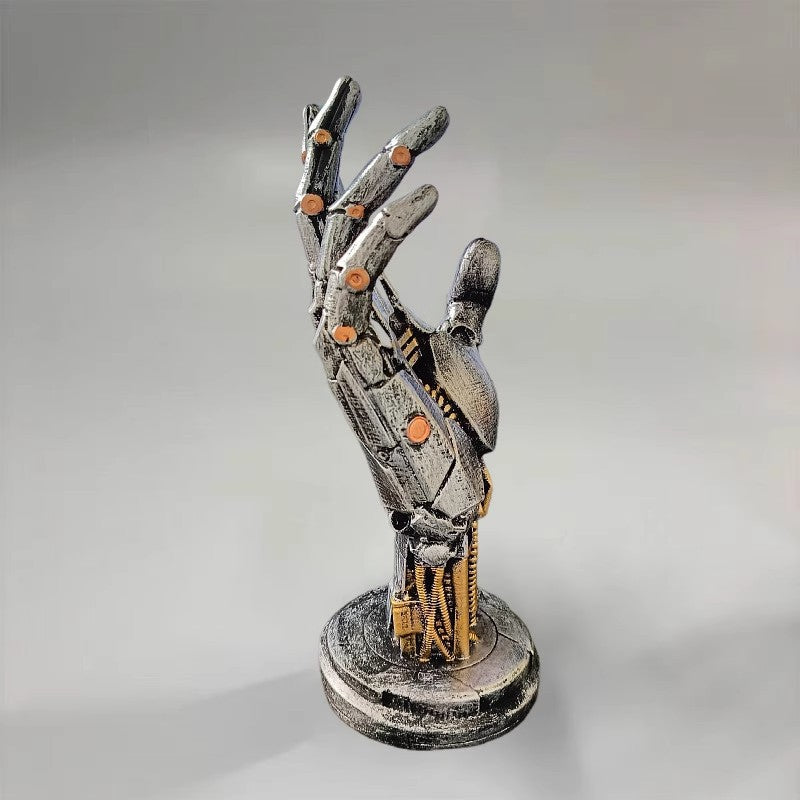 Cyberpunk mechanical hand figurine