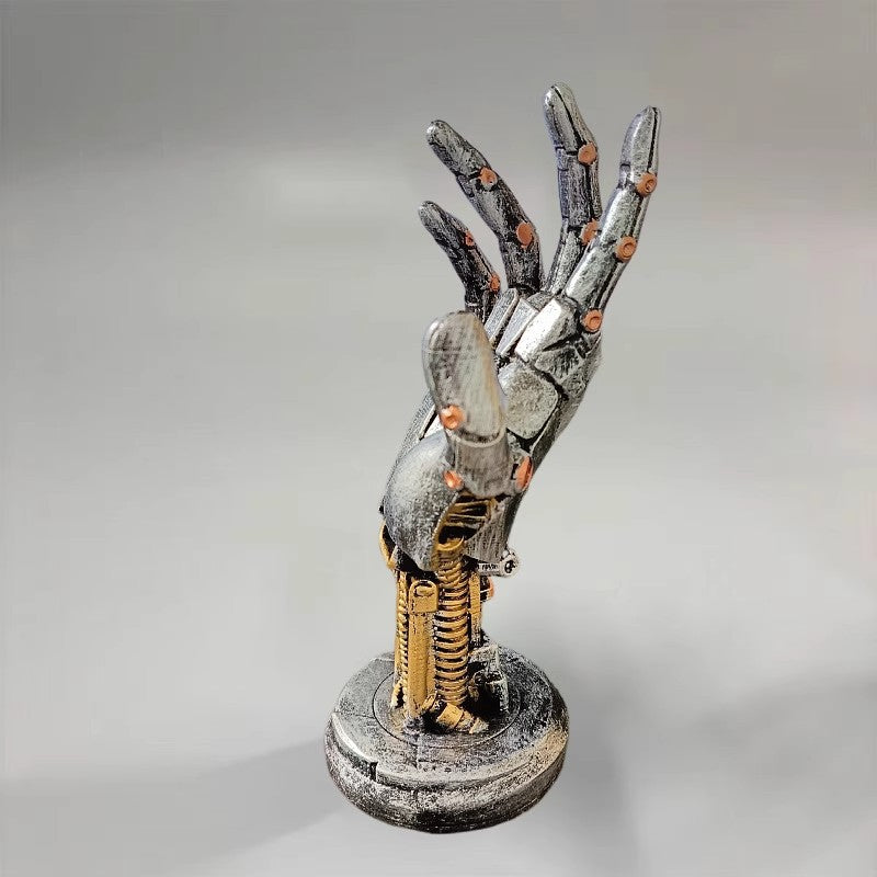 Cyberpunk mechanical hand figurine