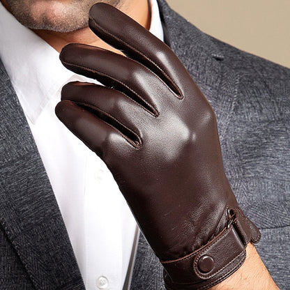 Cycling warm leather gloves