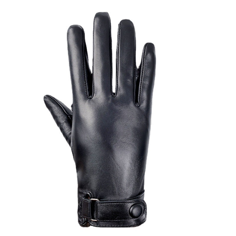 Cycling warm leather gloves