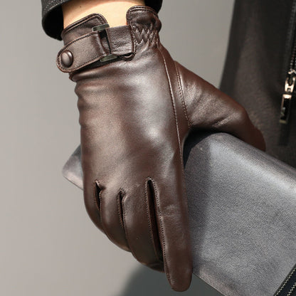Cycling warm leather gloves