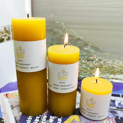 Cylindrical Beeswax Candles for Home Decoration