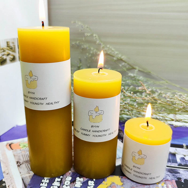Cylindrical Beeswax Candles for Home Decoration