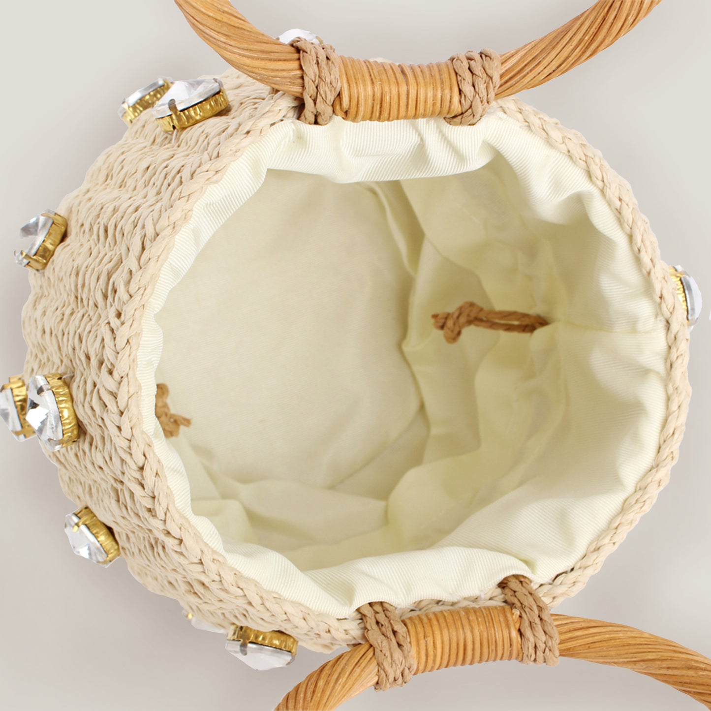 Cylindrical Handheld Woven Diamond Bag