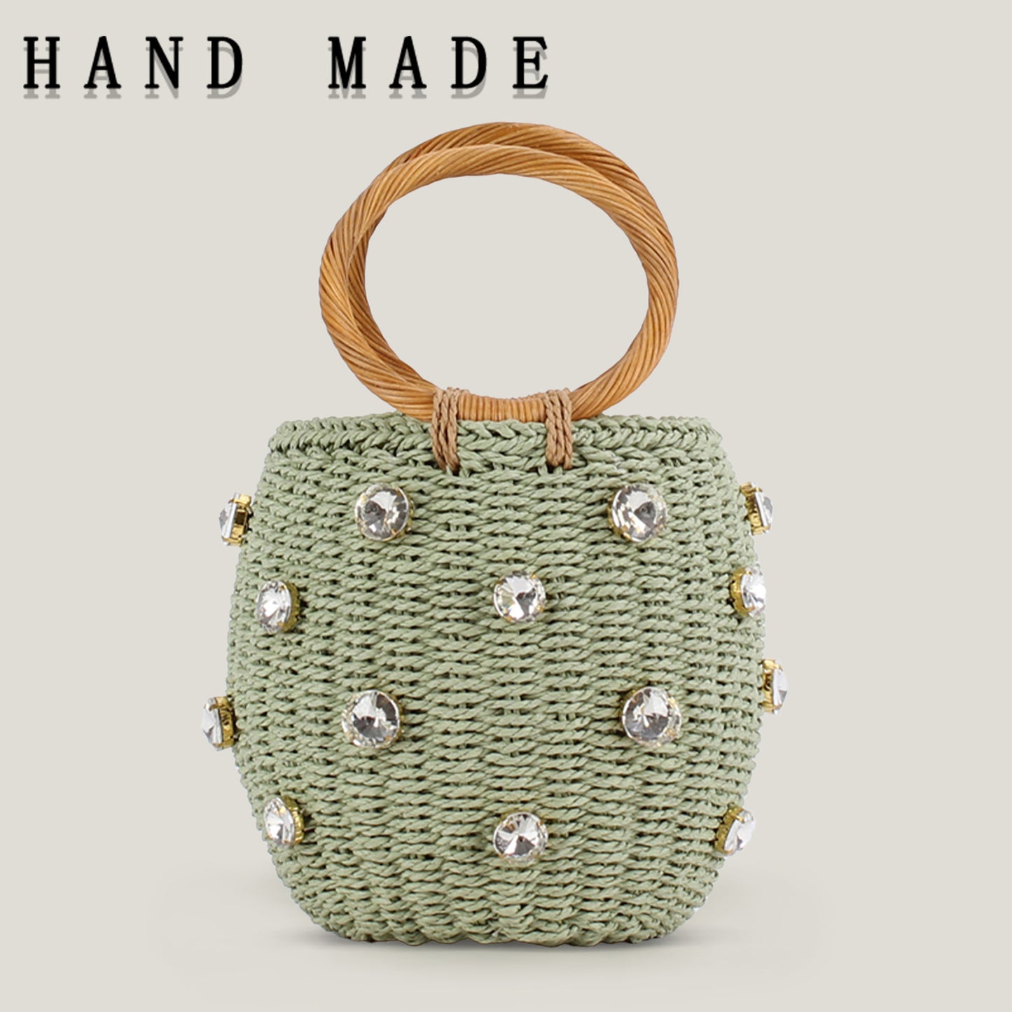 Cylindrical Handheld Woven Diamond Bag