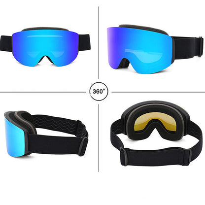 Cylindrical magnetic high-definition skiing goggles