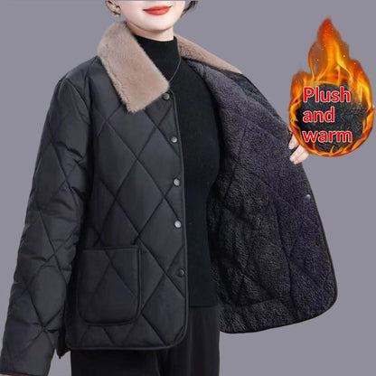 Buy Women’s Mid-Length Cotton Coat With Fur Collar for Winter