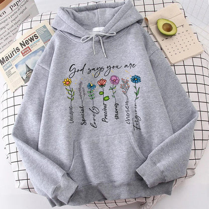 Buy Fashion “God Says You Are Unique” Flower Print Casual Top