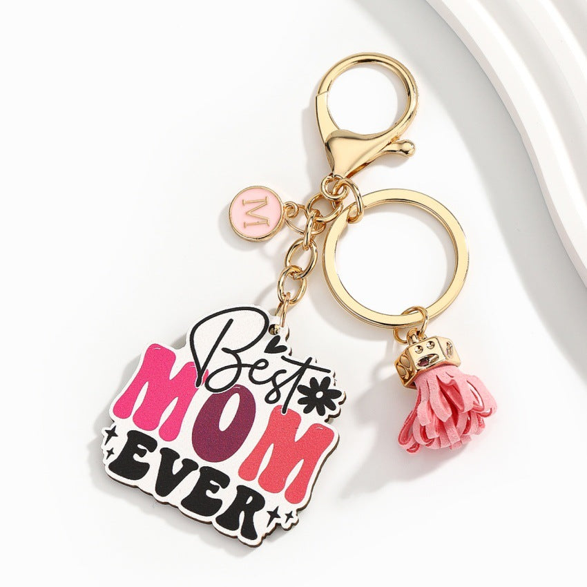 Mothers Day Letter Tassel Keychain Pendant Mom Gift Idea