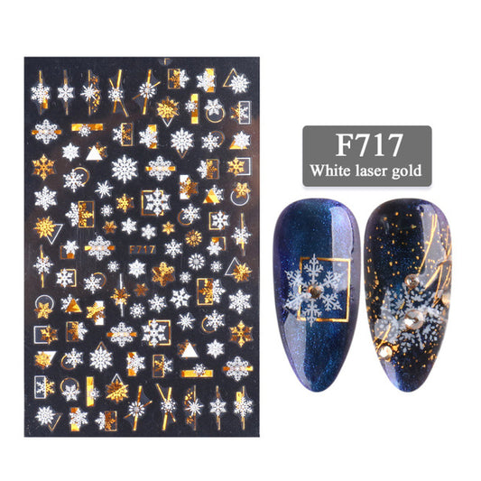3D Christmas Nail Art Stickers – Golden Laser Snowflake Set