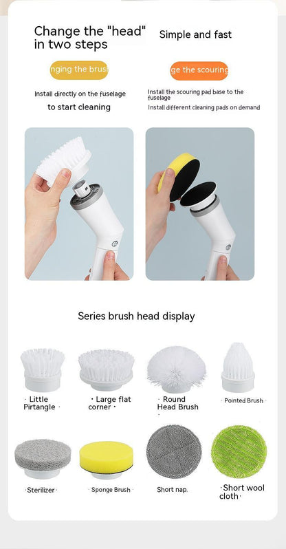Electric Scrubber Cleaning Brush Telescopic Long Handle Tool