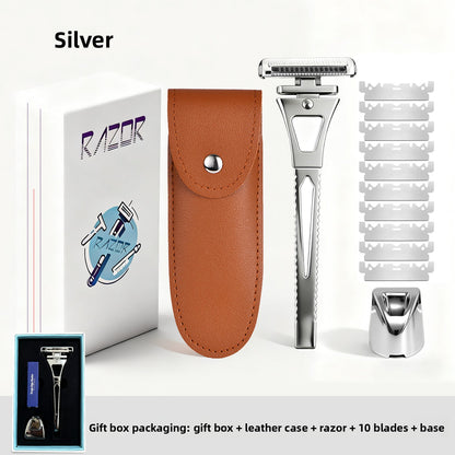 Men's Manual Shaving Razor Set for Smooth and Precise Shaves