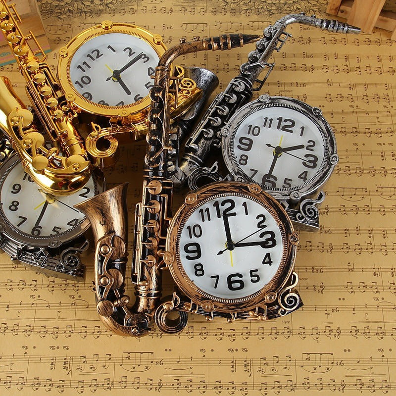 Vintage Saxophone Alarm Clock with Retro Musical Design