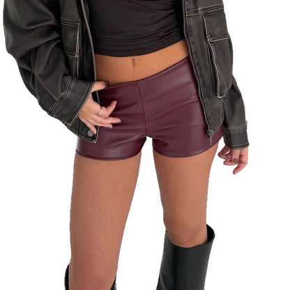 Buy Trendy Women’s Casual Slim-Fit Black Leather Pants Online