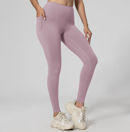 Fitness Running Leggings Hip-Lifting High-Waisted with Pockets