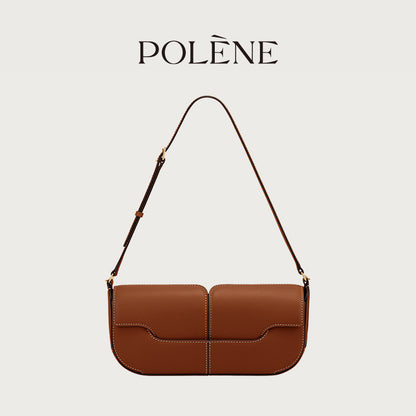 Genuine Leather Baguette Shoulder Bag for Elegant Daily Use