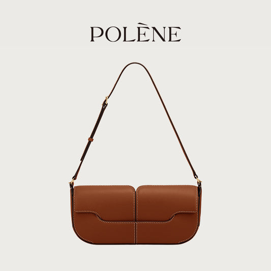 Genuine Leather Baguette Shoulder Bag for Elegant Daily Use