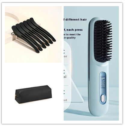 2-in-1 Hair Straightener Brush Wireless Fast Heating Comb