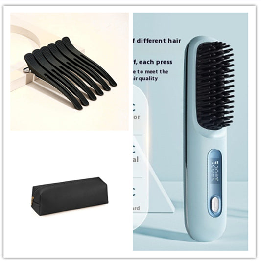 2-in-1 Hair Straightener Brush Wireless Fast Heating Comb
