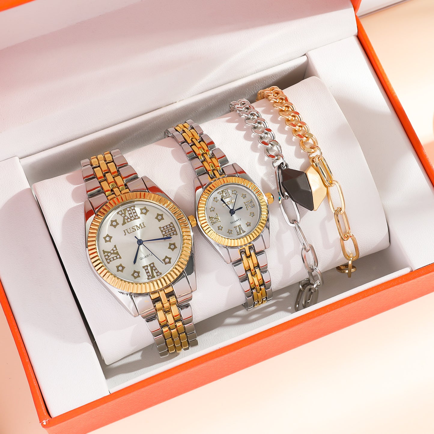 New Fashion Couple Watch Simple All-Match Heart Bracelet Set