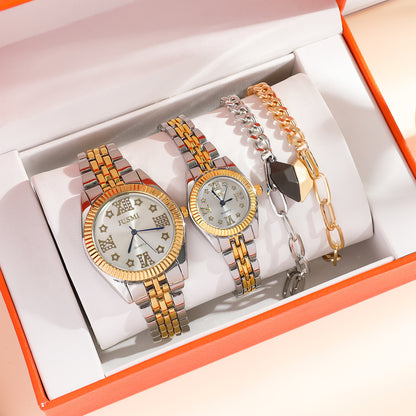 New Fashion Couple Watch Simple All-Match Heart Bracelet Set