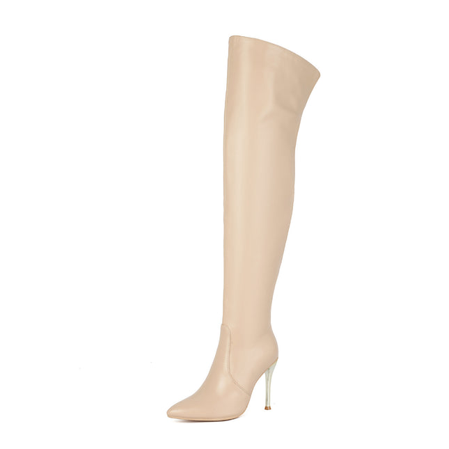 Womens Pointed-toe Stiletto-heeled Over-the-knee Boots
