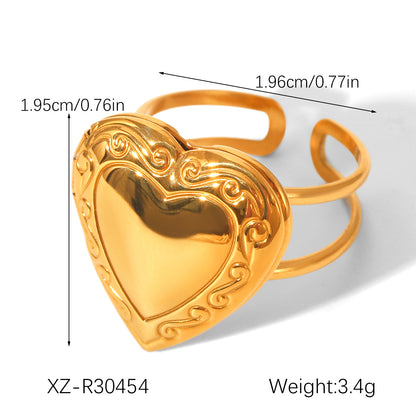DIY Stainless Steel Heart Ring Womens Fashion Jewelry Gift