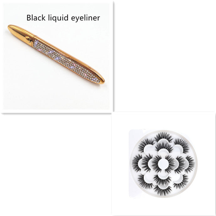 False Eyelashes with Self-Adhesive Eyeliner Multicolor Set