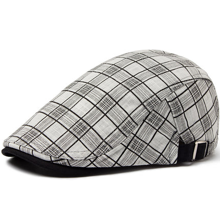 Mens Summer Plaid Beret Lightweight Fashionable Headwear