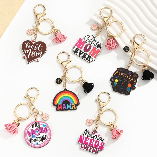 Mothers Day Letter Tassel Keychain Pendant Mom Gift Idea