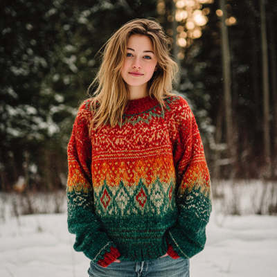 Women’s Printed Crew-Neck Sweatshirt – Cozy Sweater Style Wear
