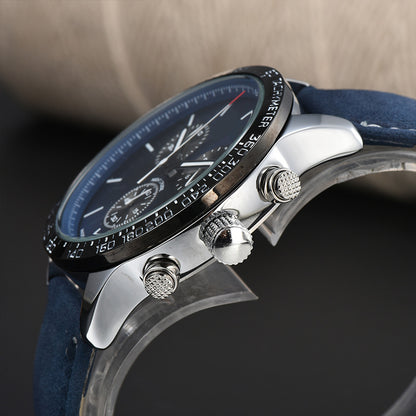 Men’s Fashion Calendar Leather-Strap Quartz Watch Business