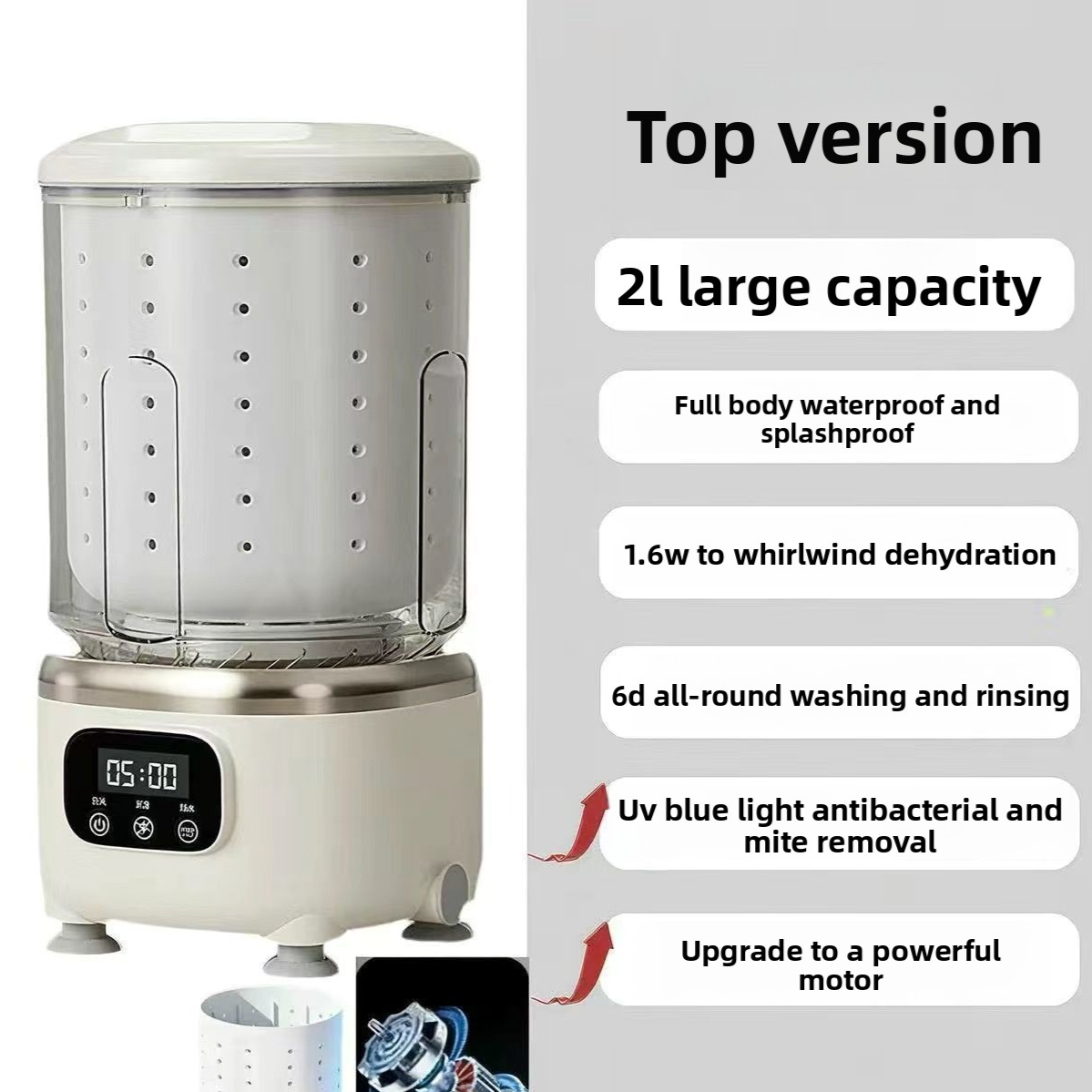 Mini Portable Washing Machine with Blue Light Sterilization