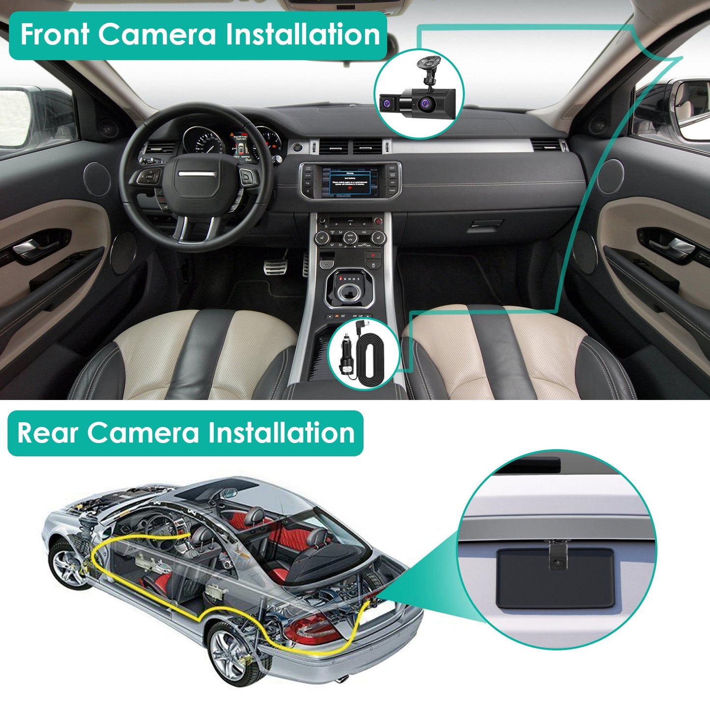 Car Dash Cam 2K 3 Channel DVR with GPS WiFi Parking Monitor.