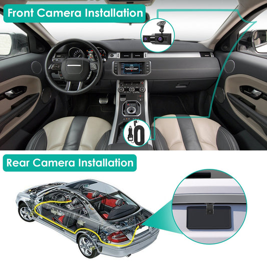 Car Dash Cam 2K 3 Channel DVR with GPS WiFi Parking Monitor.