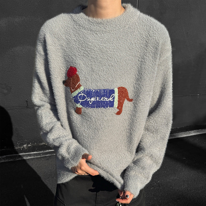 Men’s Casual Sweater – Featuring Cute Dachshund Design