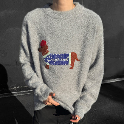 Men’s Casual Sweater – Featuring Cute Dachshund Design