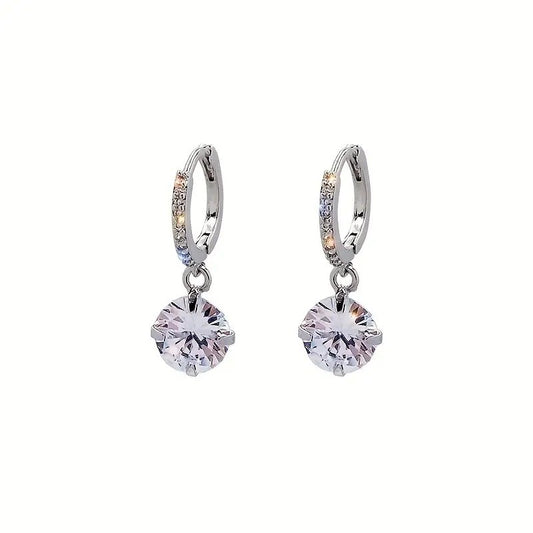 Geometric Zircon Stud Earrings for Women Chic Daily Wear