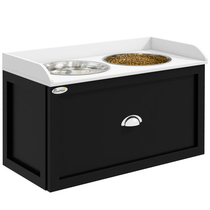 Elevated Dog Feeding Station with Storage – Double Bowl Set